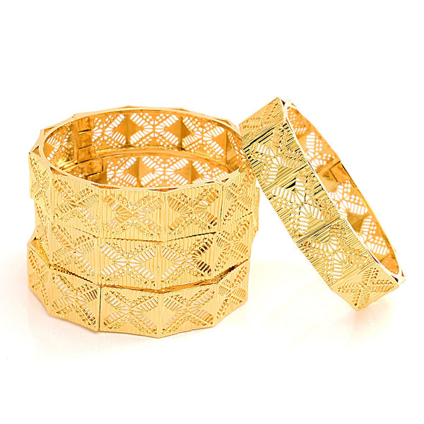 24k 4pcs/Set Dubai Gold Color African Bridal Wedding Openable Bangle