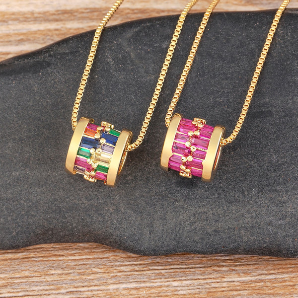 Fashion Gold Plated 6 Colors Zircon Hip Hop Rock Necklace Pendant For Women