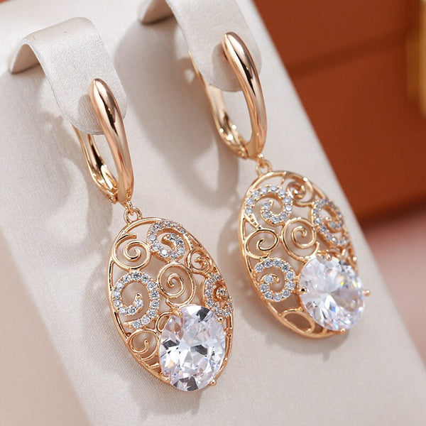 Geometric Texture Zircon Dangle Earrings for Women