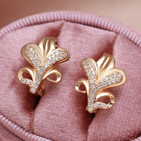 585 Rose Gold Zircon Clip Earrings for Women