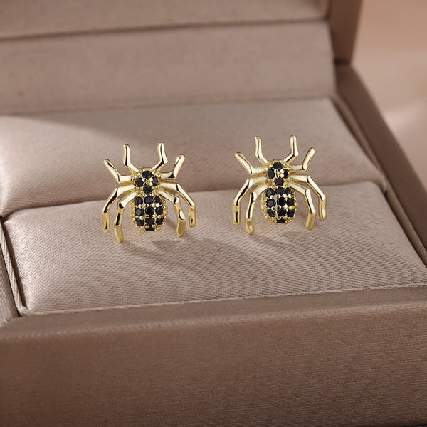 Hiphop Punk Geometric Insect Spider Bee Stud Earrings For Women