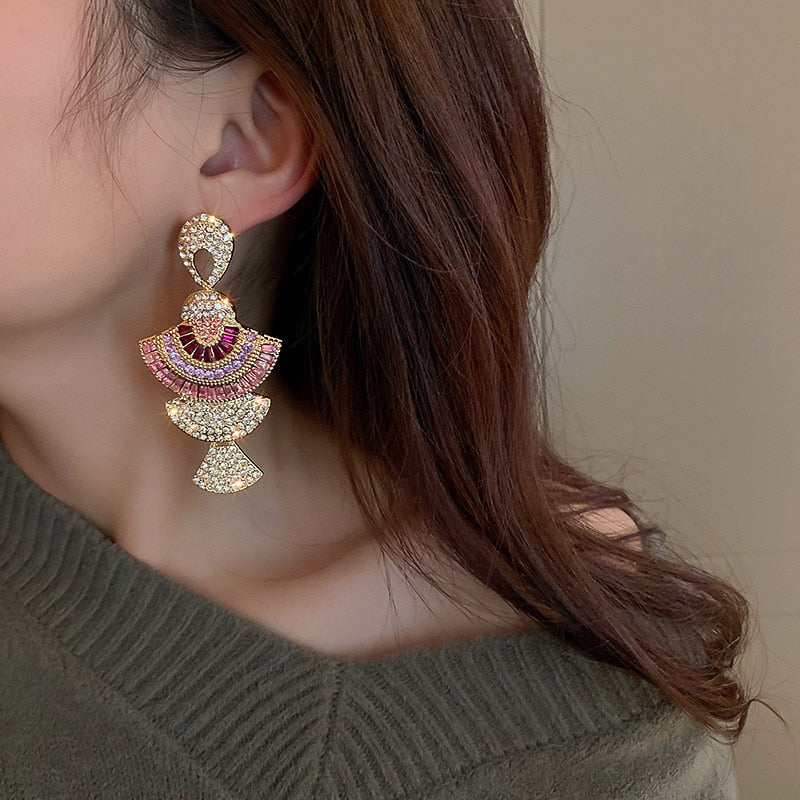 Vintage Baroque Style Geometric Drop Earrings Women