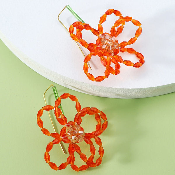 Fashion Acrylic Weave Flower Dangle Earrings For Women