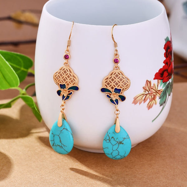 Originality Water drop turquoise earrings for women