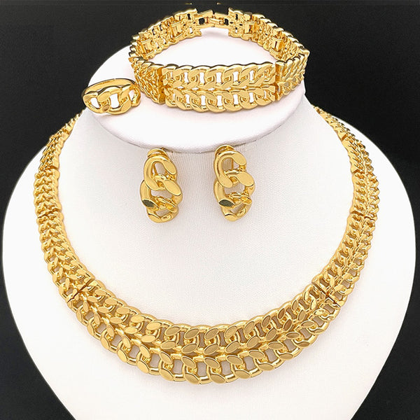 Fashion Gold Plated Jewelry Sets Necklace Earrings For Women