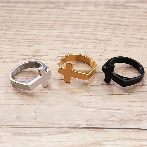 Christian Cross Ring Men Women Punk Simple Couple Rings