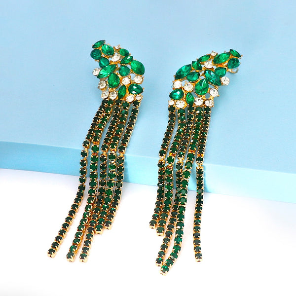 New Long Crystal Tassel Exaggerated Drop Earrings For Women