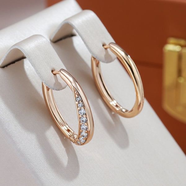 Geometric Smooth Oval Zircon Hoop Earrings