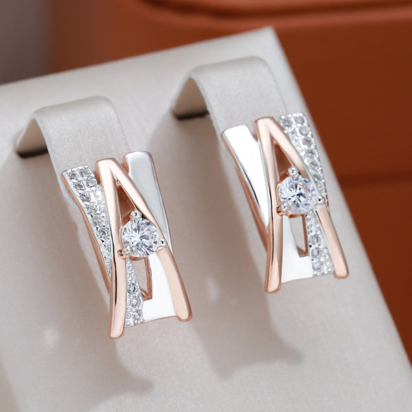 Personality 585 Rose White Gold Color Design  Letter English Lock Clip Earrings