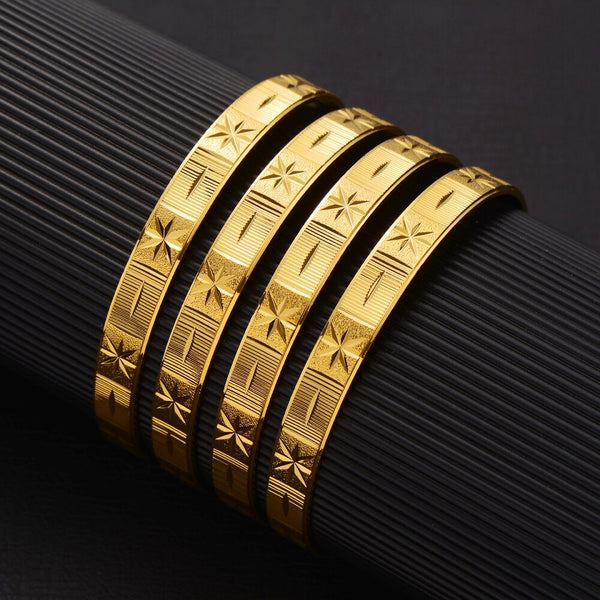 4pcs 24k 65mm Gold Bangle for Women Gold Dubai Bride Wedding Ethiopian Bracelet