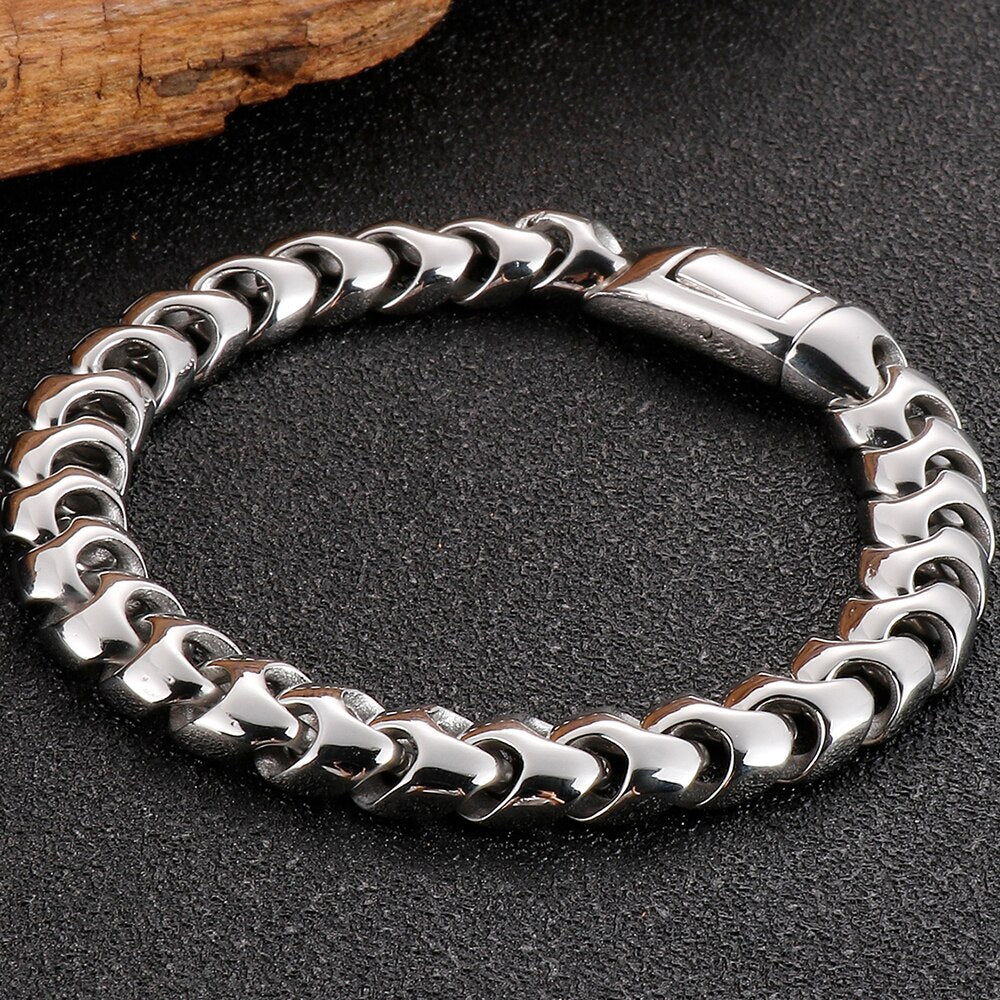 9MM Wide Curb Link Chain Man Bracelet for Men