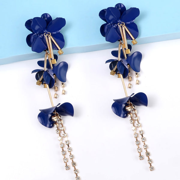 New Long Tassel Metal Flower Earrings For Women