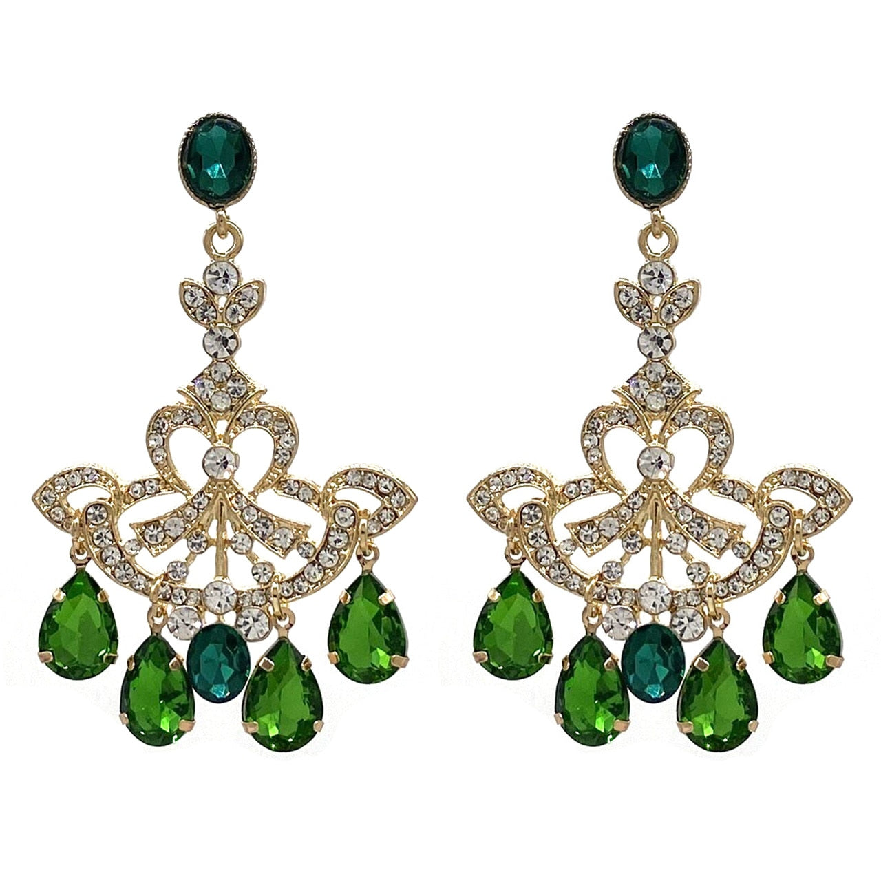 New Trendy Crystal Rhinestone Alloy Dangle Earrings for Women