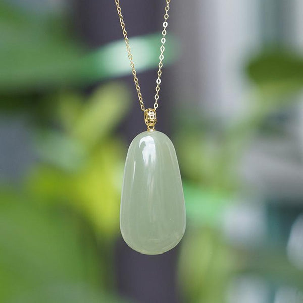 Original Design Natural Hetian Jasper Large Oval Necklace Pendant