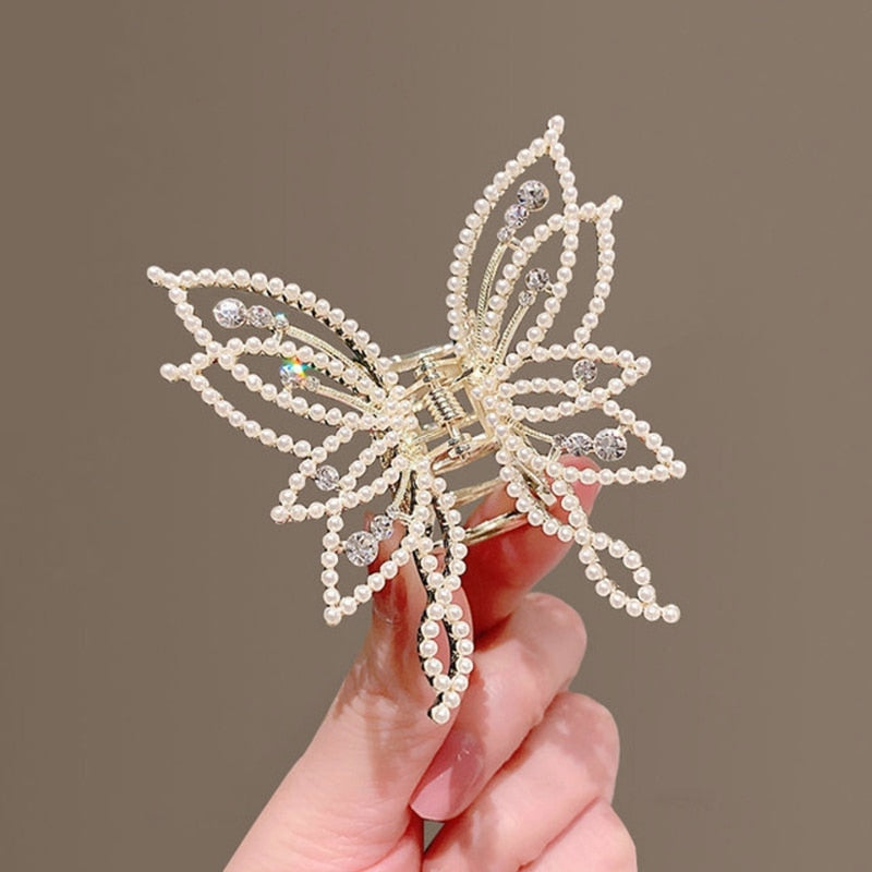 1PC Pearl Tassel Butterfly Hair Claw