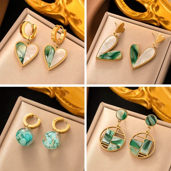 Gold Plated Gorgeous Glass Ball Heart Hoop Earrings For Women