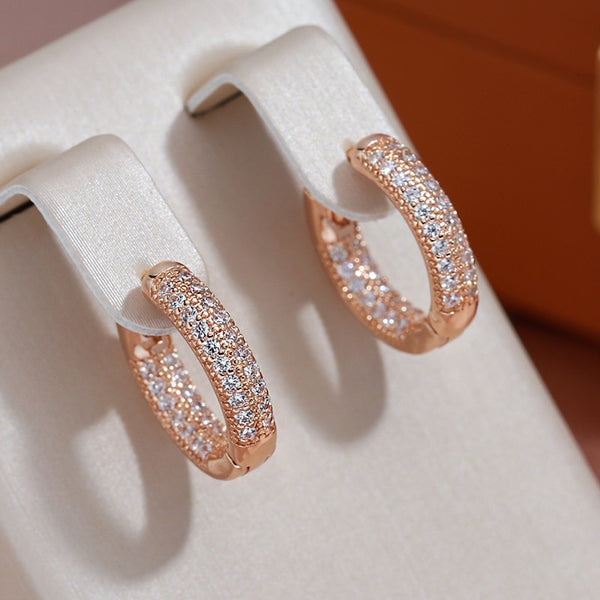 Classic Double Layer Full Zircon Women Hoop Earrings