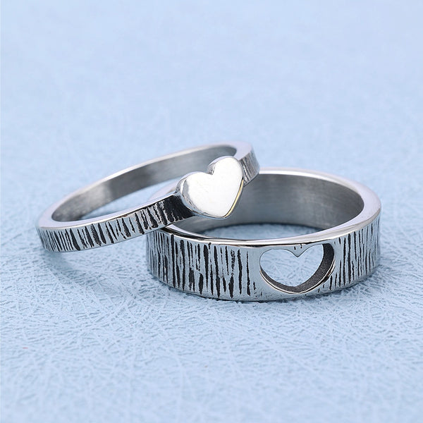 Vintage Simple Heart Matching Rings For Men Women