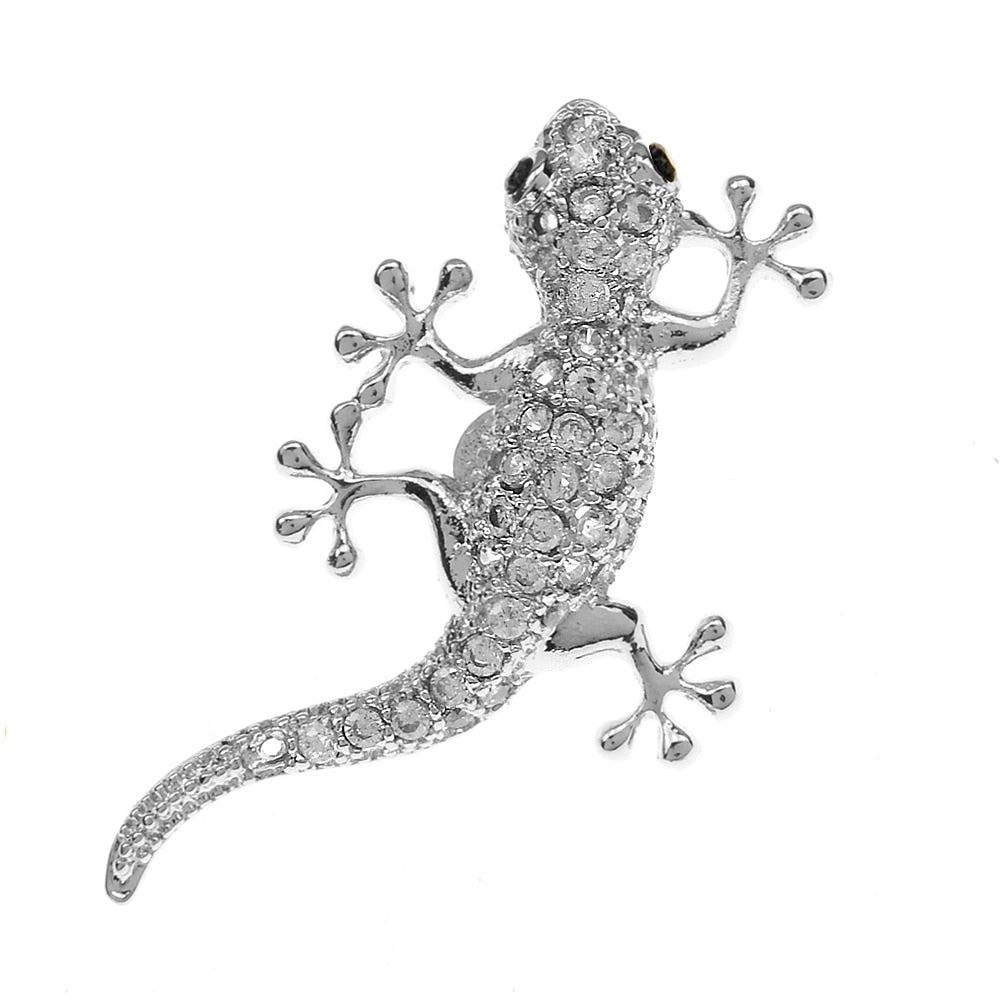 Zircon Small Lizard Collar Pin Brooch