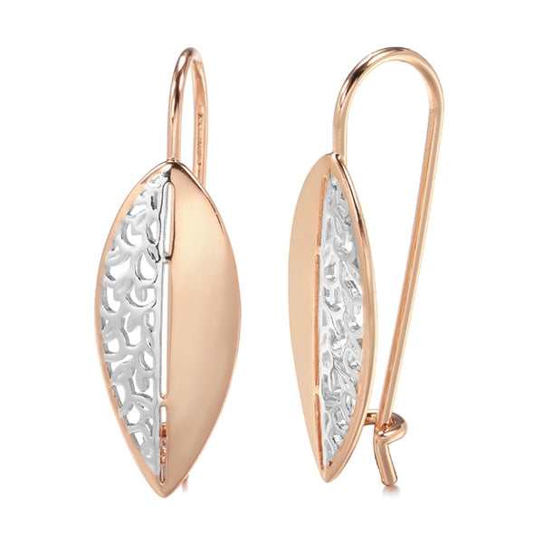 585 Rose Gold With Silver Color Drop Earrings