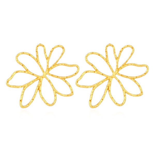 New Exaggerated Gold Color Flower Drop Earrings