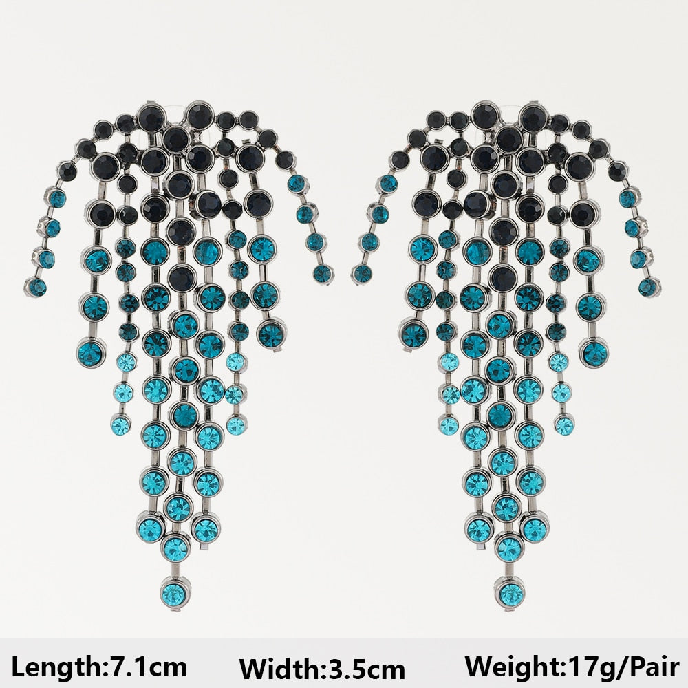 Fashion Heart Flower Light Blue Long Hanging Earrings For Women