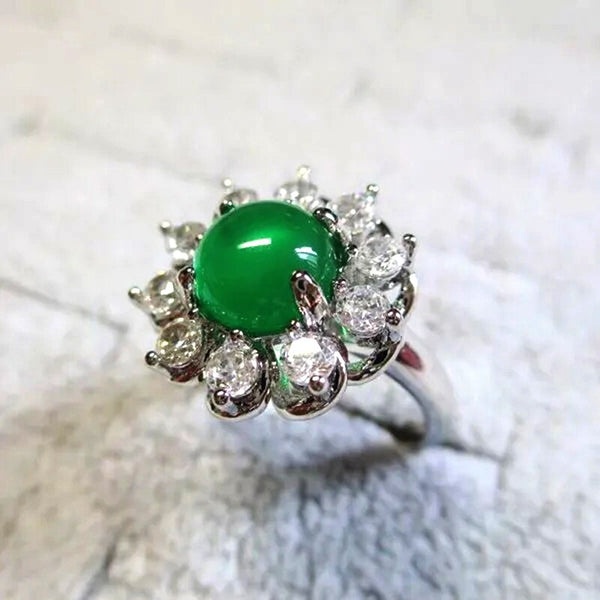 New design diamond flower egg round opening adjustable ring