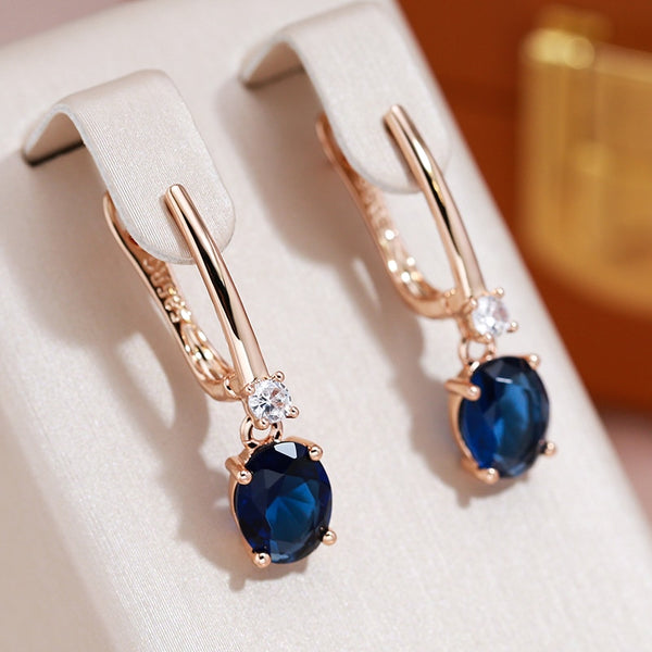 Dark Blue Zircon Pendant Earrings for Women