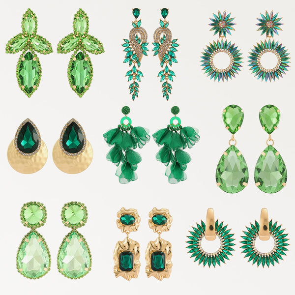 Modern Fashion Green Series Big Dangle Earrings For Women