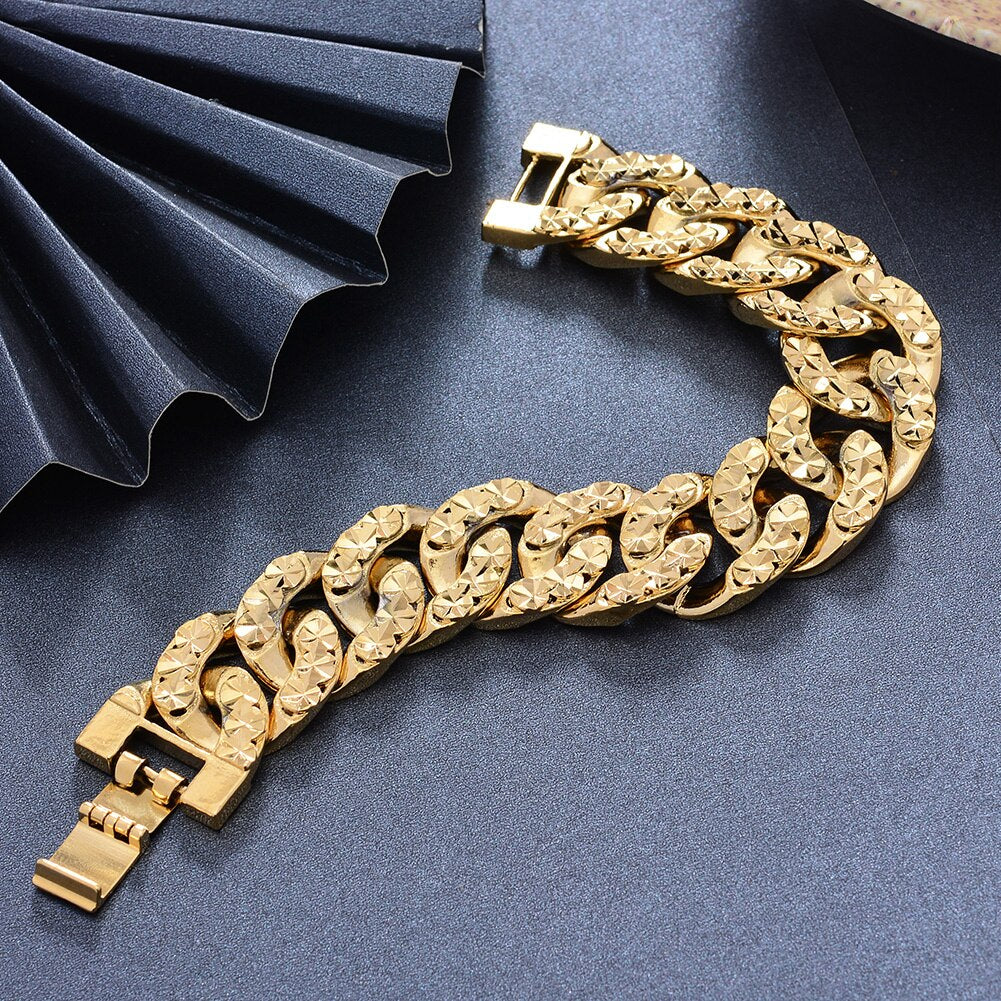 Luxury Mens Hand Chain Bracelets Male Bijoux Gold Color Chain Link Bangles Bracelet