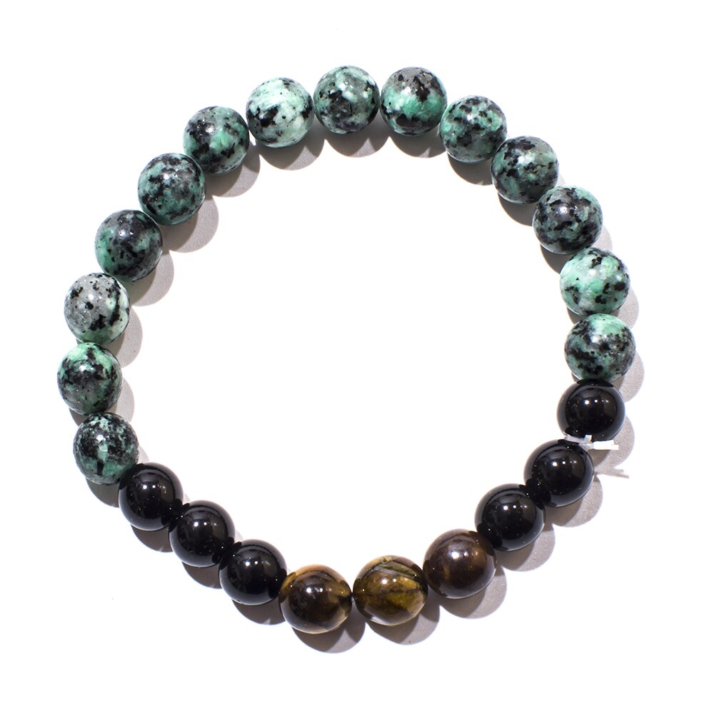 8mm African Turquoise Tiger Eye Stone Black Onyx Beaded 108 Mala Necklace Bracelet Set