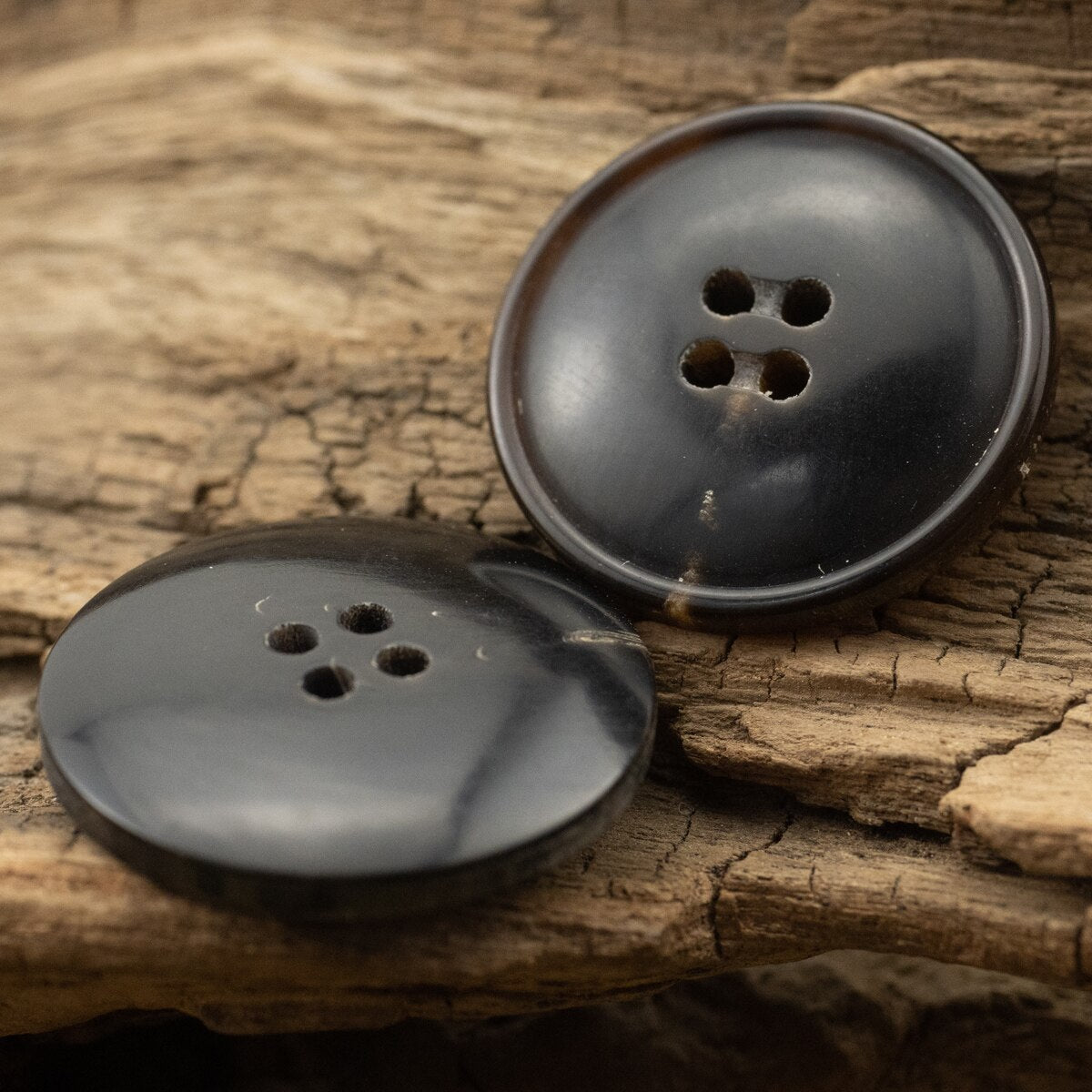 Domed Black and Brown Real Horn Buttons