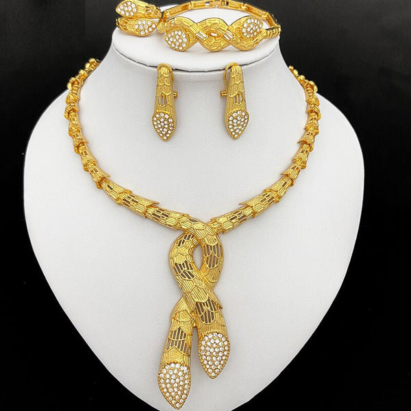 Dubai Gold Color Jewelry Sets For Women African Necklace Earrings Jewelry