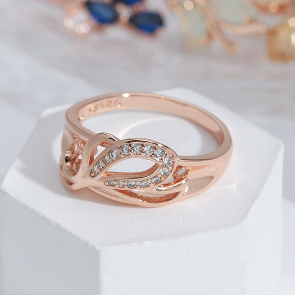 Personality Modern Style Hollow Eye Inlay Zircon Rose Gold Color Rings for Women