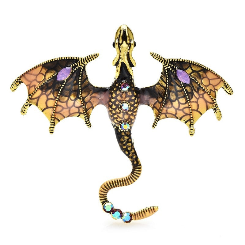 Enamel Dragon Brooches For Women Men