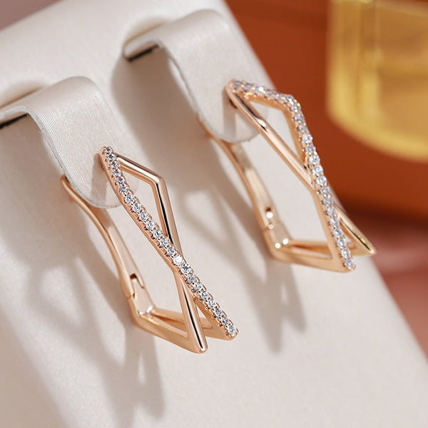 Simple Style Geometric Inlay Zircon Crossing Dangle Earrings