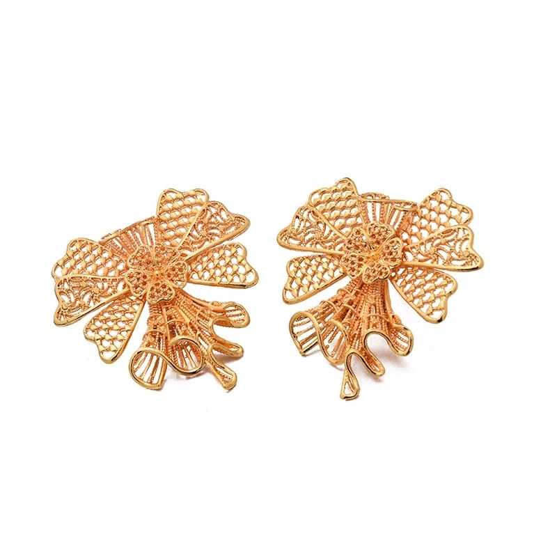 24k Nigeria Ghana Dubai India Dubai Gold Color Drop Earrings For Women