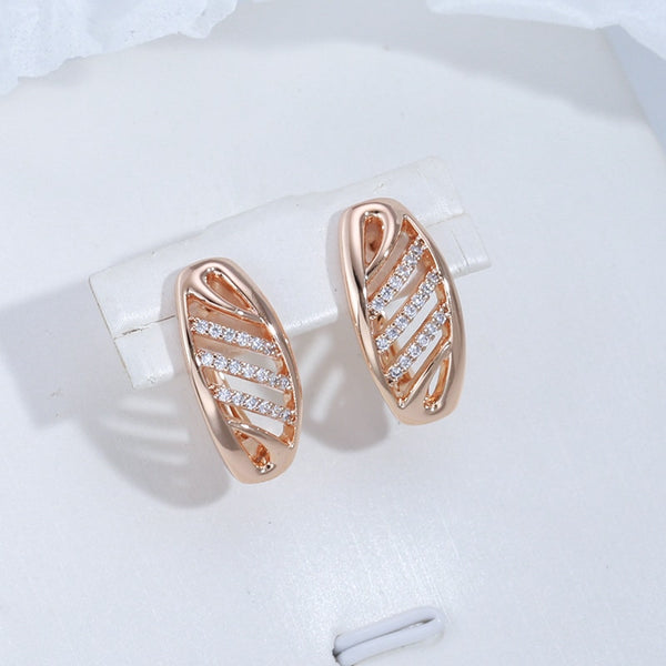 Elegant Oval Geometric Hollow Full Zircon Earrings for Women