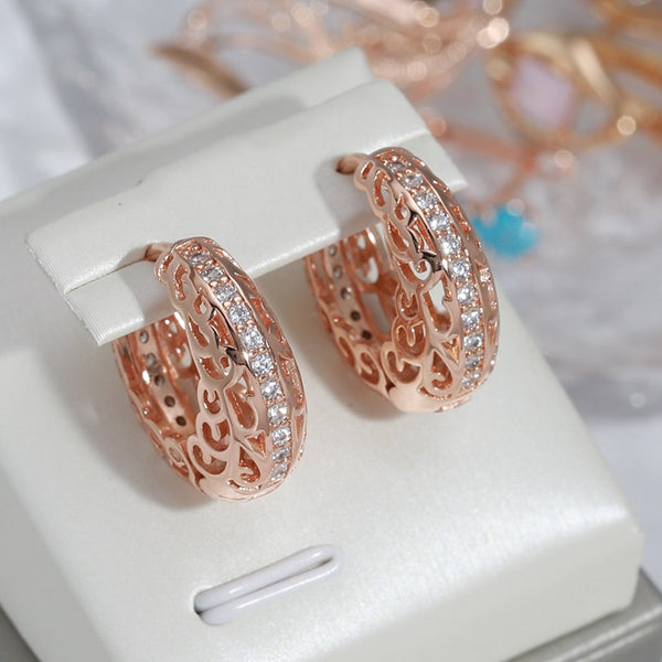 Luxury Antique Geometric Pattern Zircon Hoop Earrings for Women