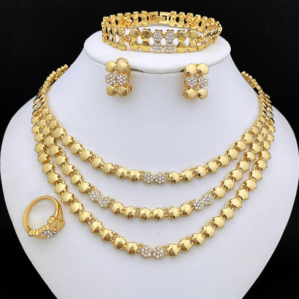 Fashion Jewelry Gold Color Jewelry Set Necklace And Earring Sets For Women