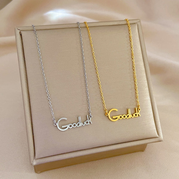 Titanium Steel Exquisite Letter Goodluck Necklace For Women