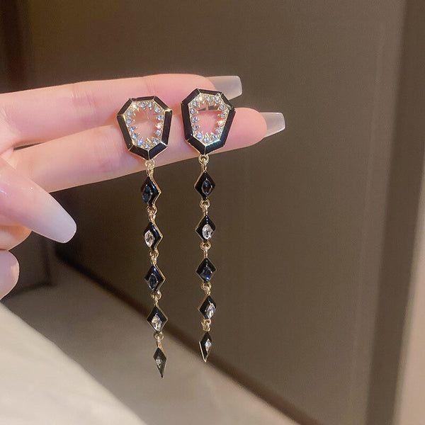 Fashion Geometric Black Long Earrings For Women