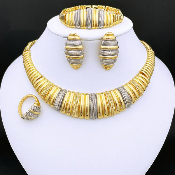 Necklace And Earrings For Women Large Bracelet Wedding Banquet Party Jewelry