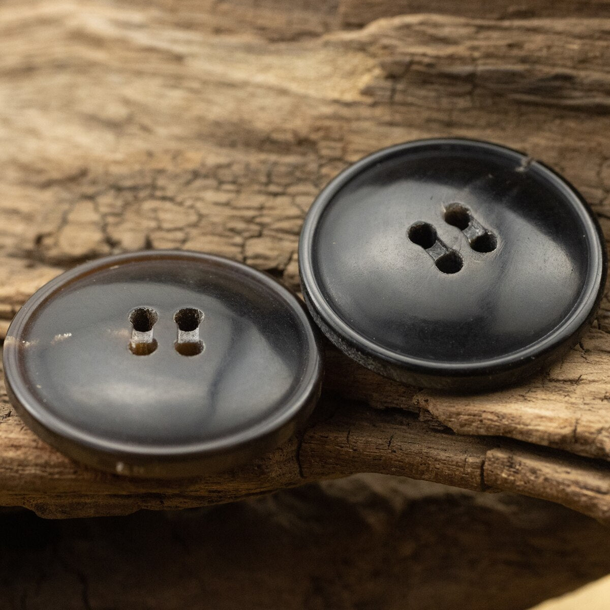 Domed Black and Brown Real Horn Buttons