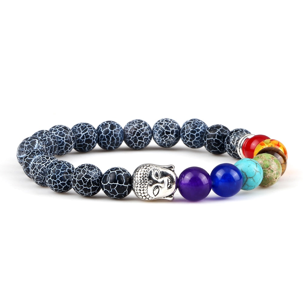 Classic 7 Chakra Reiki Healing Bracelets Buddha Head Charm Bracelet For Women Men