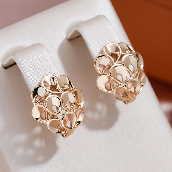 Personality Hollow Drop Design 585 Gold Color Glossy Earrings for Women