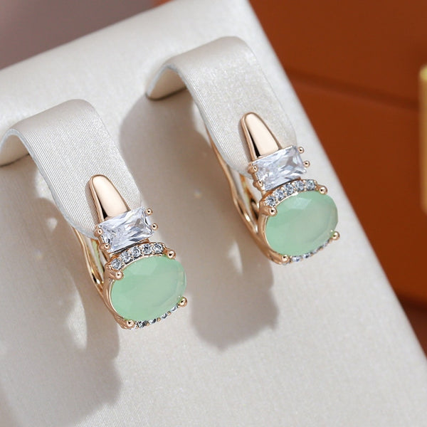 Elegant Oval Mist Green Zircon Drop Earrings Jewelry for Women