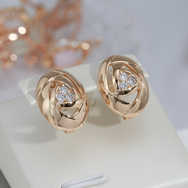 Oval Geometric Folding Glossy Metal English Earrings