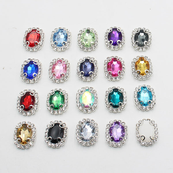 10pcs /lot 20*15MM Sewing  Rhinestone Flatback Buttons