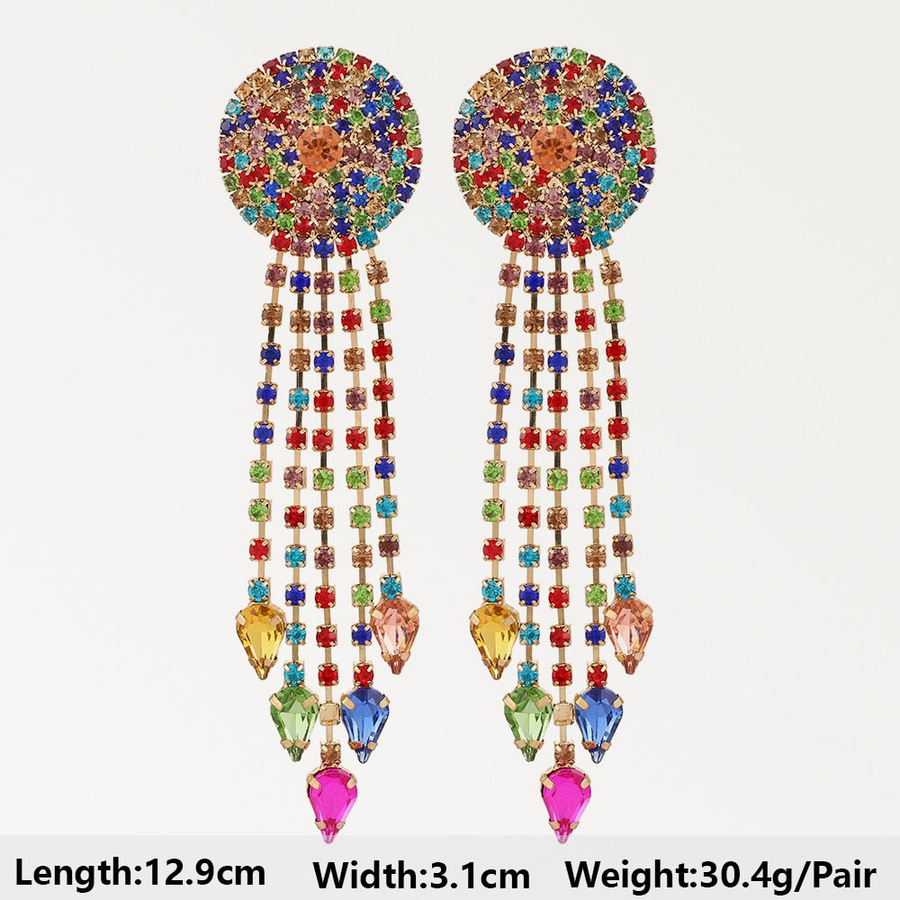 Summer Beach Beads Crystal Geometric Dangle Earrings For Women